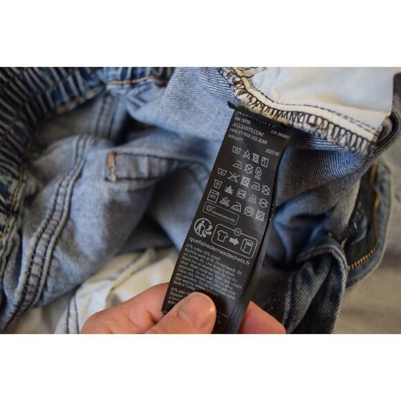 AllSaints Hailey Wide Leg Jeans Womens 8 Light Wash Raw Hem Cotton - Picture 4 of 4